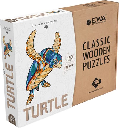Eco-Wood-Art Zeeschildpad Houten Legpuzzel – 150 Stukjes – Unieke Vormpuzzel