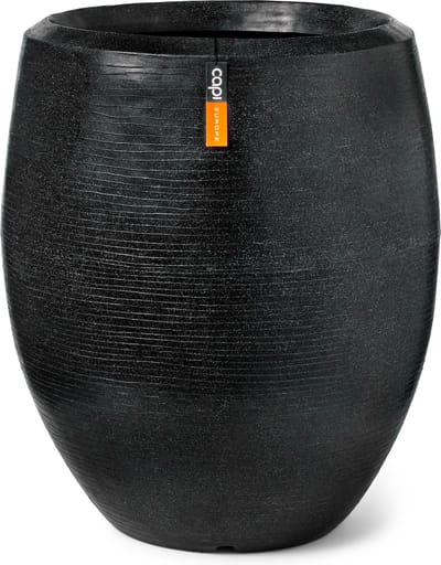 Capi Europe - Vaas elegant deluxe Arc Granite - 43x50 - Zwart - Bloempot Voor binnen en buiten - Beschikbaar in XL formaten - Breukbestendig - 100% Recyclebaar - Levenslang garantie - NBLS8071