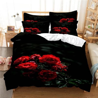 Roze Bloem 3D Beddengoed Set King Size Slaapkamer Dekbedovertrek Set Dekbedovertrek 2 Persoons Huwelijk Decoratie Beddengoed 140x210cm 2pcs