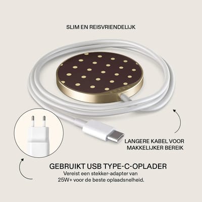 Burga Draadloze Magnetische Oplader - Geschikt voor MagSafe en Qi2 - Sorry Busy / Gold