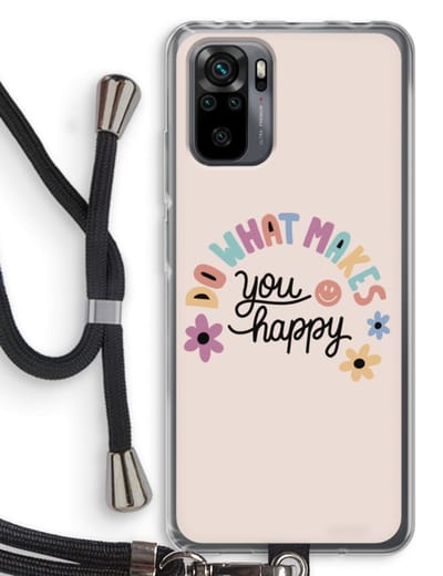 Case Company® - Hoesje met koord geschikt voor Xiaomi Redmi Note 10 Pro hoesje met Koord - Happy days - Telefoonhoesje met Zwart Koord - Bescherming aan alle Kanten en Over de Schermrand