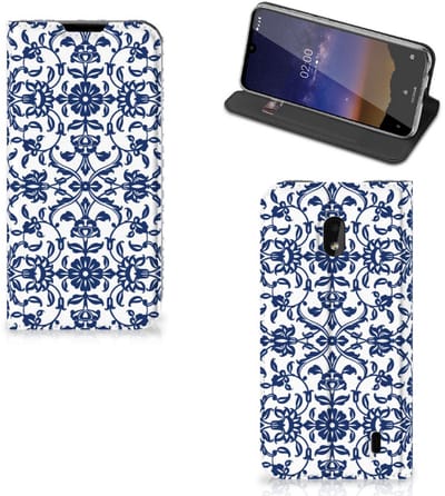 Standcase Hoesje voor Nokia 2.2 Smart Cover Flower Blue