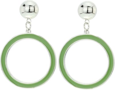 Behave - Ronde oorbellen met groene rand - Retro stijl - 5,5 cm