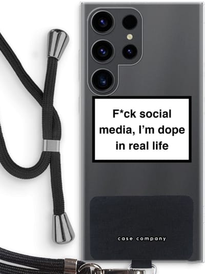 Hoesje met koord geschikt voor Samsung Galaxy S23 Ultra hoesje met Koord - I'm dope - Telefoonhoesje met Zwart Koord - Bescherming aan alle Kanten en Over de Schermrand