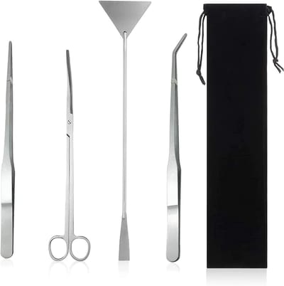 4-in-1 roestvrij staal aquarium aquascaping set - pincet lang, schaar, spatel, grind spatel - aquascape tool, accessoires, plantengereedschap, reinigingsset - visstarter kits