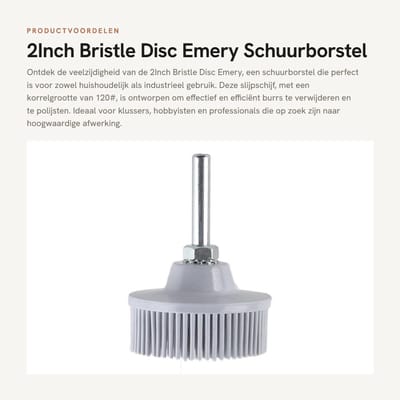 Dailygoods- Schuurborstel 2 Inch - Polijsten - Aftrekker - Luiwagen - Schuurborstel met steel - 50#/80#/120# grit - Borstelschijf