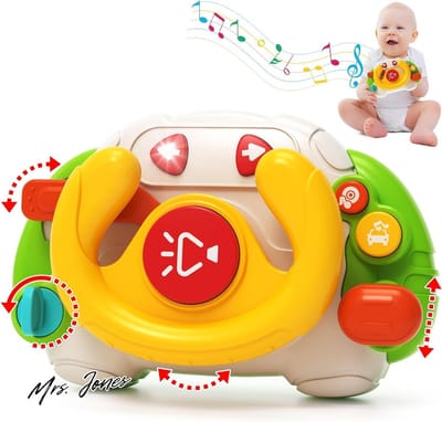 Mrs. Jones Montessori Busy Board 1-3 jaar - babyspeelgoed 6 maanden - cartoon autostuurwiel - kinderspeelgoed met muziek en licht - educatief speelgoed - babycadeau .