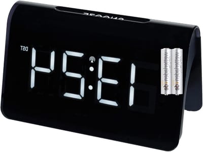 Digitale Wekker - Tijdklok Draadloos - Wakker Worden - Inclusief Batterijen - 13 x 8 cm - Wit Cijfers Zwart
