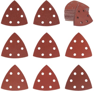 Schuurpapier, driehoekschuurmachine, 93 x 93 x 93 mm, deltaschuurpapier, korrelgrootte 40, 60, 80, 120, 180, 240, 320, 400, schuurbladen, klittenband, schuurdriehoeken voor hout, metaal, gips, 120