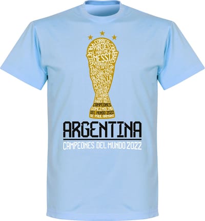 Argentinië WK 2022 Campeones T-Shirt - Lichtblauw - XS