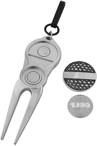 Golf Divot Tool voor het Repareren van Greens, Metaal Golf Accessoire met Fork voor Bal en Green Onderhoud