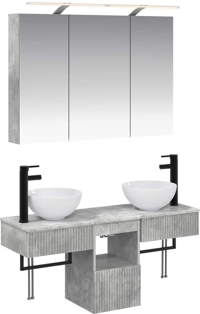 vidaXL - Badkamerkast - set - 4 - st - Betongrijs - Bewerkt - hout