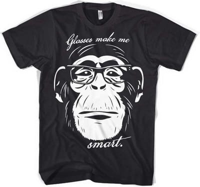 Heren Tshirt -M- Glasses Make Me Smart Zwart