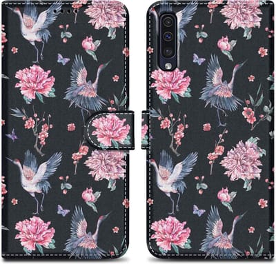 Cadorabo Hoesje geschikt voor Samsung Galaxy A50 4G / A50s / A30s - Design Kraan & Bloemen No. 9 - Beschermhoes Case Cover met magnetische sluiting, standaardfunctie en kaartvakje