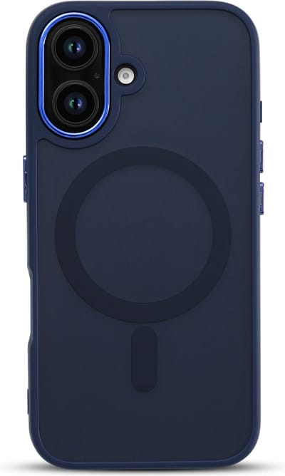 Casemania Hoesje Geschikt voor Apple iPhone 16 - Blauw - Matte Armor Back Cover - Geschikt voor MagSafe