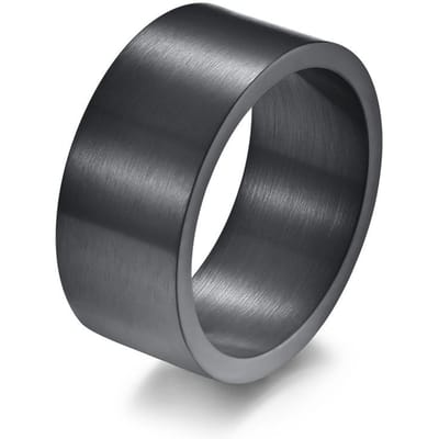 10mm Brede Minimalistische Binnen- en Buitenkant Vlakke Matte Geborstelde Titanium Stalen Ring Retro Zilver Trendy Herenring 11# black