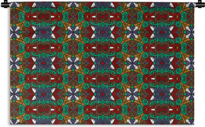 Wandkleed - Wanddoek - Afrika - Patronen - Abstract - Groen - 180x120 cm - Wandtapijt