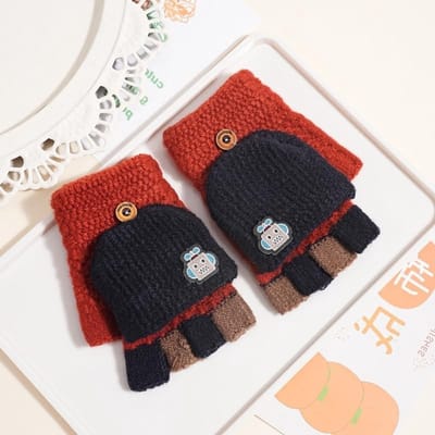 Vingerloze winterhandschoenen voor kinderen, gebreid en warm, halve vingerontwerp voor jongens en meisjes, ideaal voor buitenactiviteiten en sport, maat 5-14