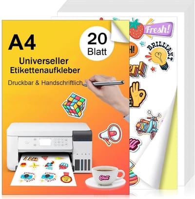 Dailygoods- Stickerpapier - A4 - Bedrukbaar - Zelf te printen - Stickerpapier voor printer - Hoogwaardige kwaliteit - Geschikt voor diverse toepassingen - Printpapier