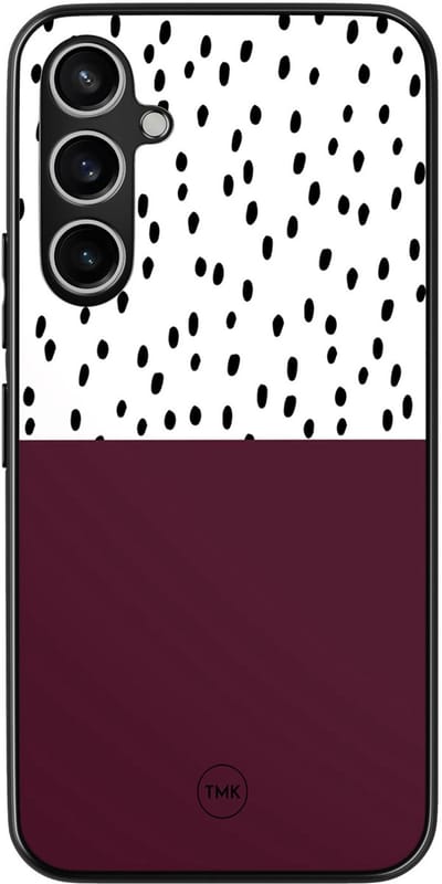 Hoesje geschikt voor Samsung Galaxy S23 FE - Burgundy dots - Paars - TPU case - Geometrisch patroon, Gestipt - Hardcase zwart telefoonhoesje