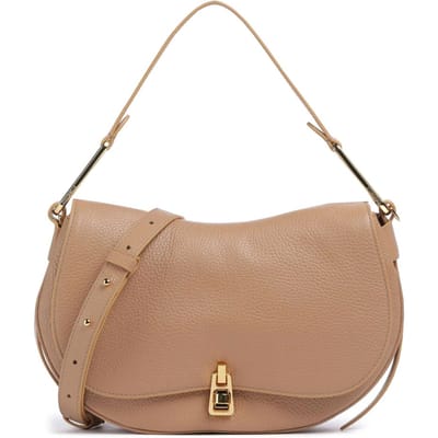 COCCINELLE Leren Schoudertas Coccinelle Magie Soft Handbag Grained Leather Skin Lichtbruin