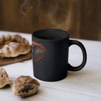 Magische Mok - Foto op Warmte Mokken - Koffiemok - Olifant - Oranje - Oren - Magic Mok - Beker - 350 ML - Theemok