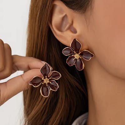 Oorbellen Set - Kleur: Goud & Bordeaux Rood - Luxe Oorbellen - Hoge Kwaliteit - RVS / Roestvrijstaal / Stainless Steel - Oorhangers / Oorknopjes - Inclusief Luxe Cadeauverpakking - Moeder / Moederdag - Vrouwen - Bloemen / Feest / Party - Luxury