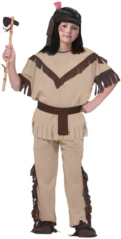 Indiaan Kostuum Meisjes – Verkleedpak 7-9 Jaar – Inclusief Shirt, Broek en Haarband – Indianen & Cowboys Thema