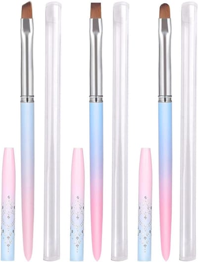 Set van 3 nagelpenselen voor manicure en nagelverzorging - gereedschap voor schilderen en foutreiniging