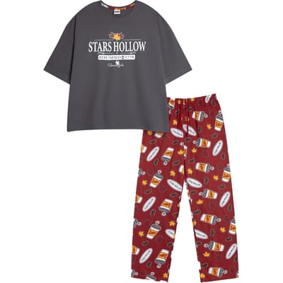 Gilmore Girls Dames Korte Mouw Lange Pyjamaset Stars Hollow S zwart