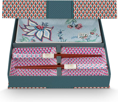Pip Studio Flower Festival blue - oriental - sushi set/2 - blauw - sushiborden - cadeauset