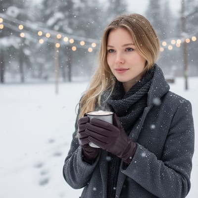 Dameshandschoenen met paarse Italiaanse leren voering en zachte wollen wintersteeklijnontwerp