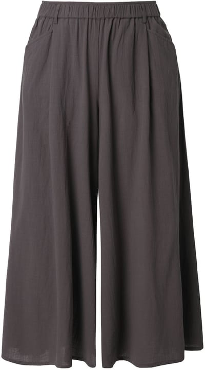 Ulla Popken - Dames - 7/8-broek wijde pijpen elastische tailleband - Donkergrijs - Maat 42+