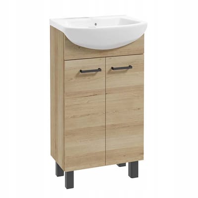 STAMAR - Badmeubel Kasten 45 cm Zwarte Poten + Wastafel - badkamer - Zwart