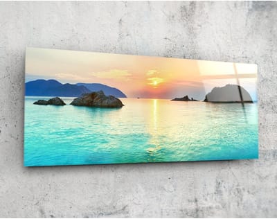 Panorama Glasschilderij - Landschappen - Zee - 92 x 36 cm