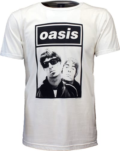 Oasis Liam and Noel Photo T-Shirt Wit - Officiële Merchandise - M