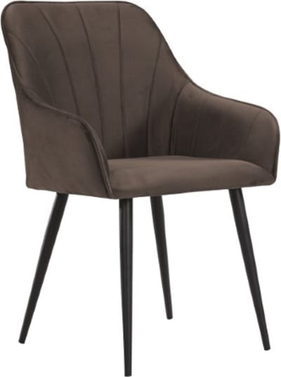 Soof&Tess - Set van 4 - Ferrara Eetkamerstoel - Bruin - Fluweel - Velvet - Industrieel - Met armleuning - Easy Clean Stoffen - Hoge Kwaliteit
