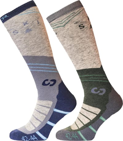 SINNER Mens Ski Socks Mountain Ski Double Pack Wintersportsokken Unisex - Maat 36-38