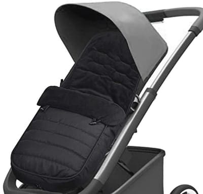 Voetenzak voor baby's - Universele kinderwagen slaapzak, Winddicht en Fleece Gevoerd, Zwart