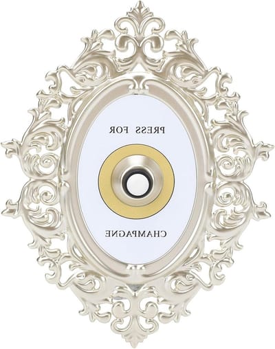 Allecto Plus - Champagne Deurbel met Retro Metalen Drukknop voor Thuisdecoratie met Champagne Thema - Muur Plaque Ornament