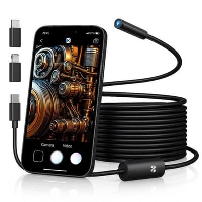 Montzys® Flexibele Endoscoop - Geschikt voor USB C & Android - Inspectiecamera HD - 7mm Kop & 1m Kabel - Waterproof