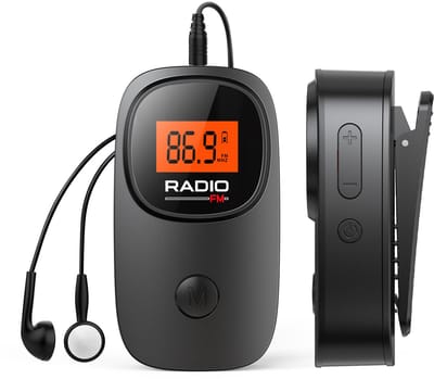 OIMG Draagbare Mini Noodradio FM - Pocket Radio Speler - FM-radio Draagbare hoofdtelefoon Display LCD - Kleine Radio - voor hardlopen, Wandelen ,Joggen,Fietsen,Buiten,Kamperen,wandelen en slapen - Zwart