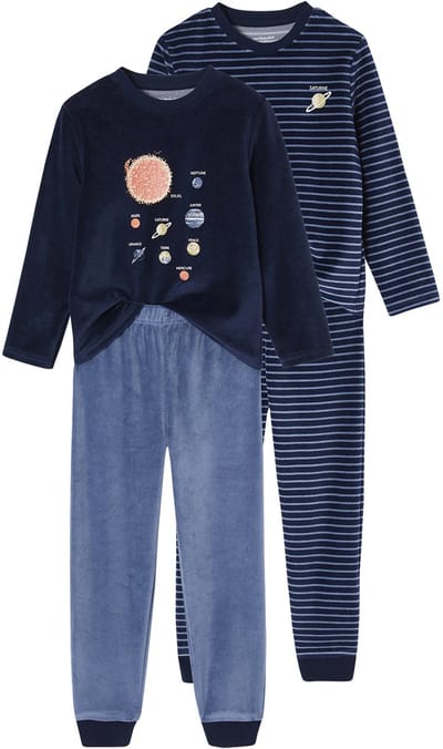 Vertbaudet Set van 2 "ruimte" fluwelen pyjama's voor jongens