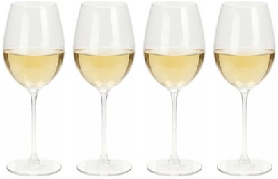 Cookinglife Witte Wijnglazen Set Solare 4 Stuks - Witte Wijnglazen Set - White Wine Glasses - Wijnglazen voor Diner - Wijnglazen voor Borrel - Wijnglazen Cadeau - Glas Transparant - Vaatwasserbestendig - 410 ml. , Set Van 4