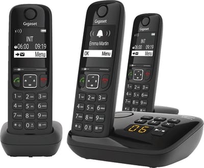 Gigaset AS690A Trio - zwart - Handsfree - Oproepblokkering - twee sneltoetsen - met antwoordapparaat - 3 handsets