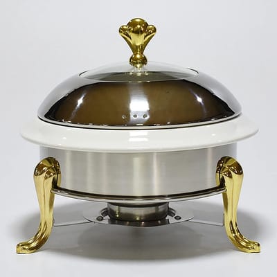Chafing Dish Buffet Set - Ronde Warmhoudpan - Feest Diner Buffet - Spiegelglans Afwerking - Keramische Voering - Goud