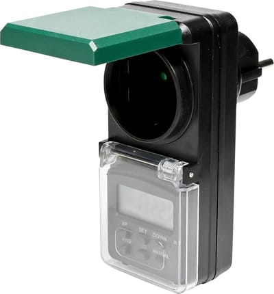 Benson Digitale tijdklok - voor buiten - spatwaterdicht - zwart - 230 Volt