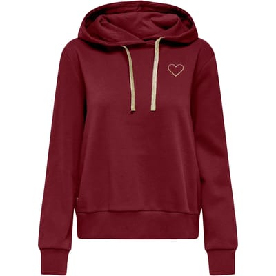 Only Trui Onlnoli L/s Heart Hood Swt Noos 15312874 Cabernet/gold Trin Dames Maat - S