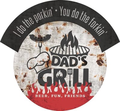 Signs-USA Rond met banner - Dads Grill - Wandbord - 46 x 42 cm