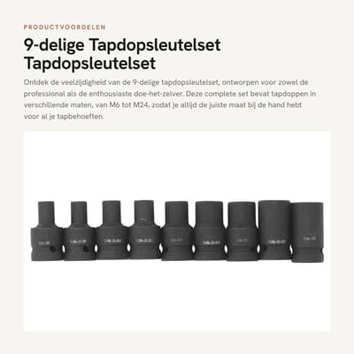Dailygoods - 9-delige Tapdopsleutelset - Tapdopsleutelset voor professionals - 1/2 Inch Aandrijftapdopadapter - Cr-molybdeen Stalen Dopsleutelset - Ge...